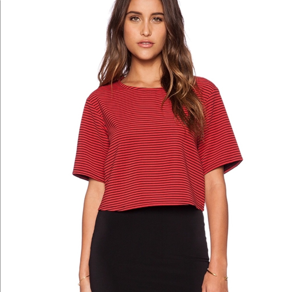 BCBGeneration Knit Boxy Crop Top Passion & Black